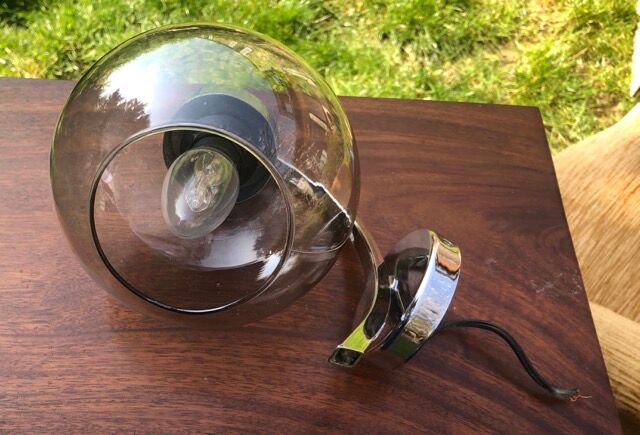 globe wall lamp, smoked glass