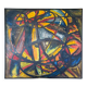 Jean-louis ruythoorens 'soleil et calebasses' lubumbashi 1972, tableau abstrait, huile sur toile