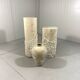 Travertine mactan stone columns & vase 1980’s