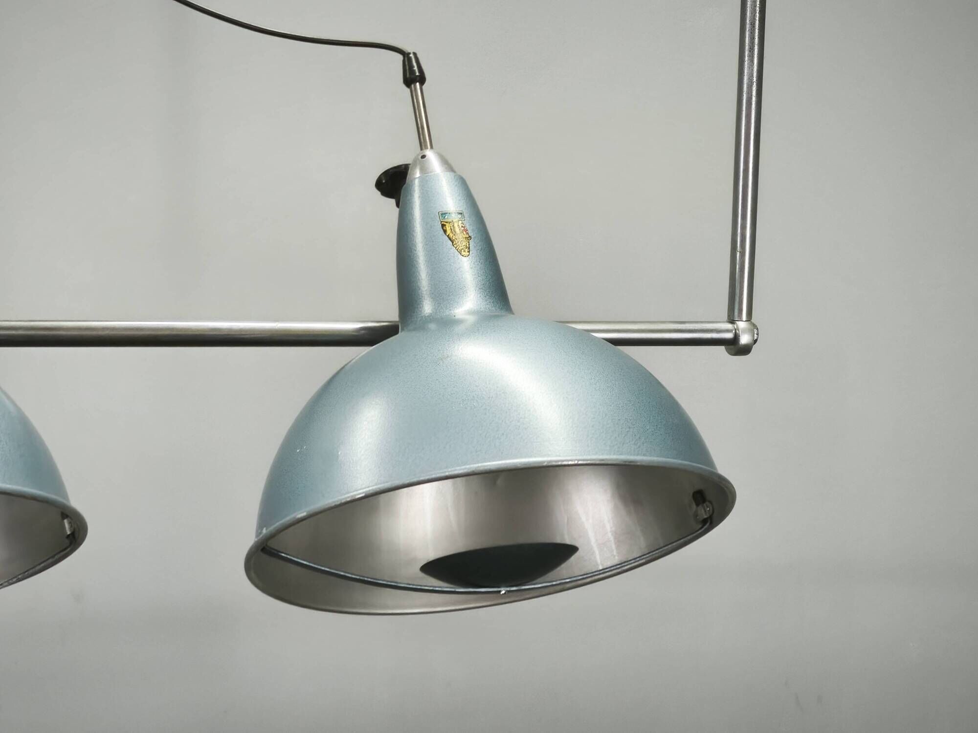 A.L.F. Firenze Italian Industrial Three-Light Chandelier, 1970s