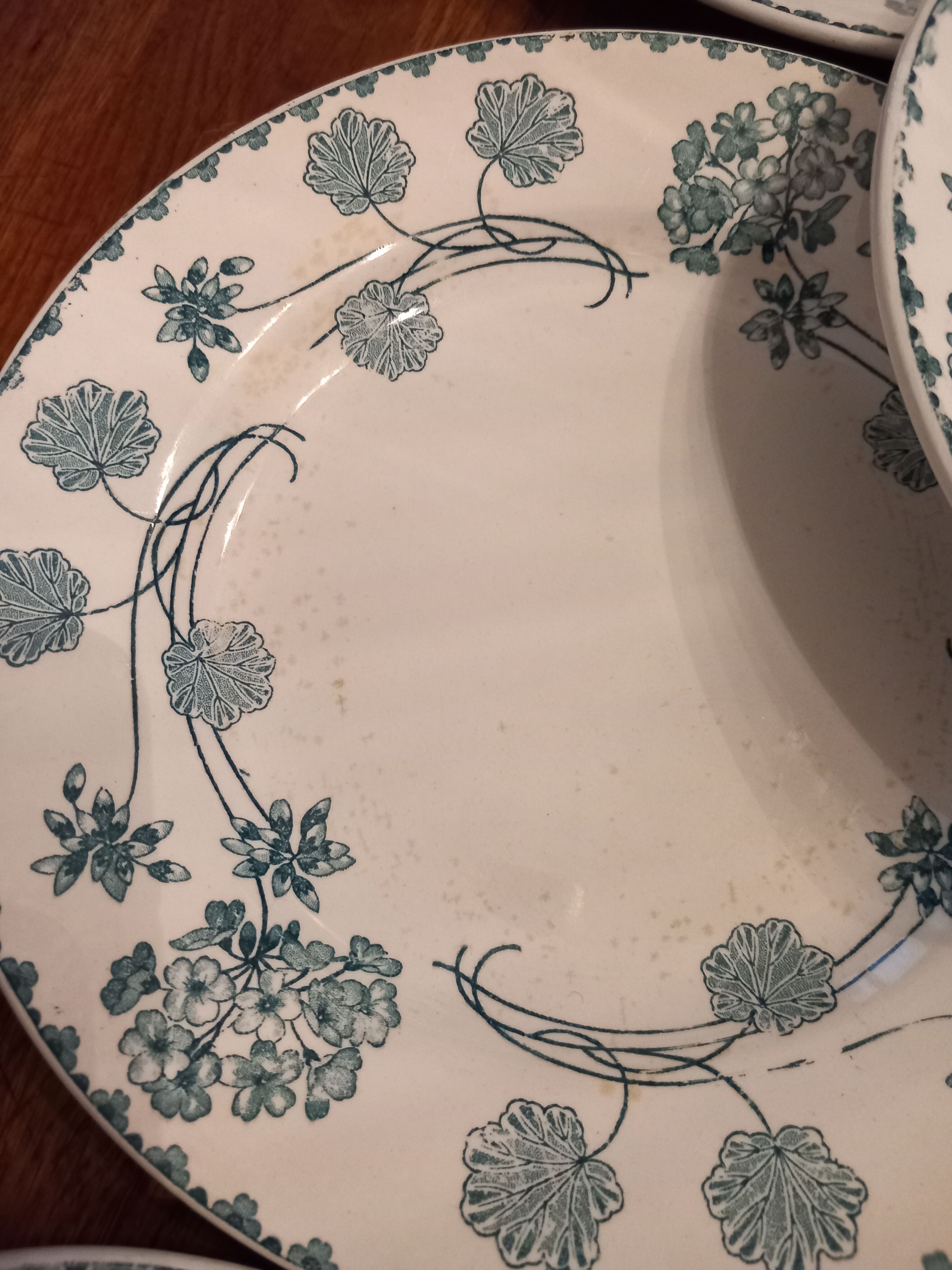 8 plates "flat" iron earth. Geranium.sarreguemine