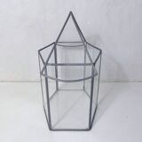 Glass terrarium mini cactus greenhouse in glass and metal