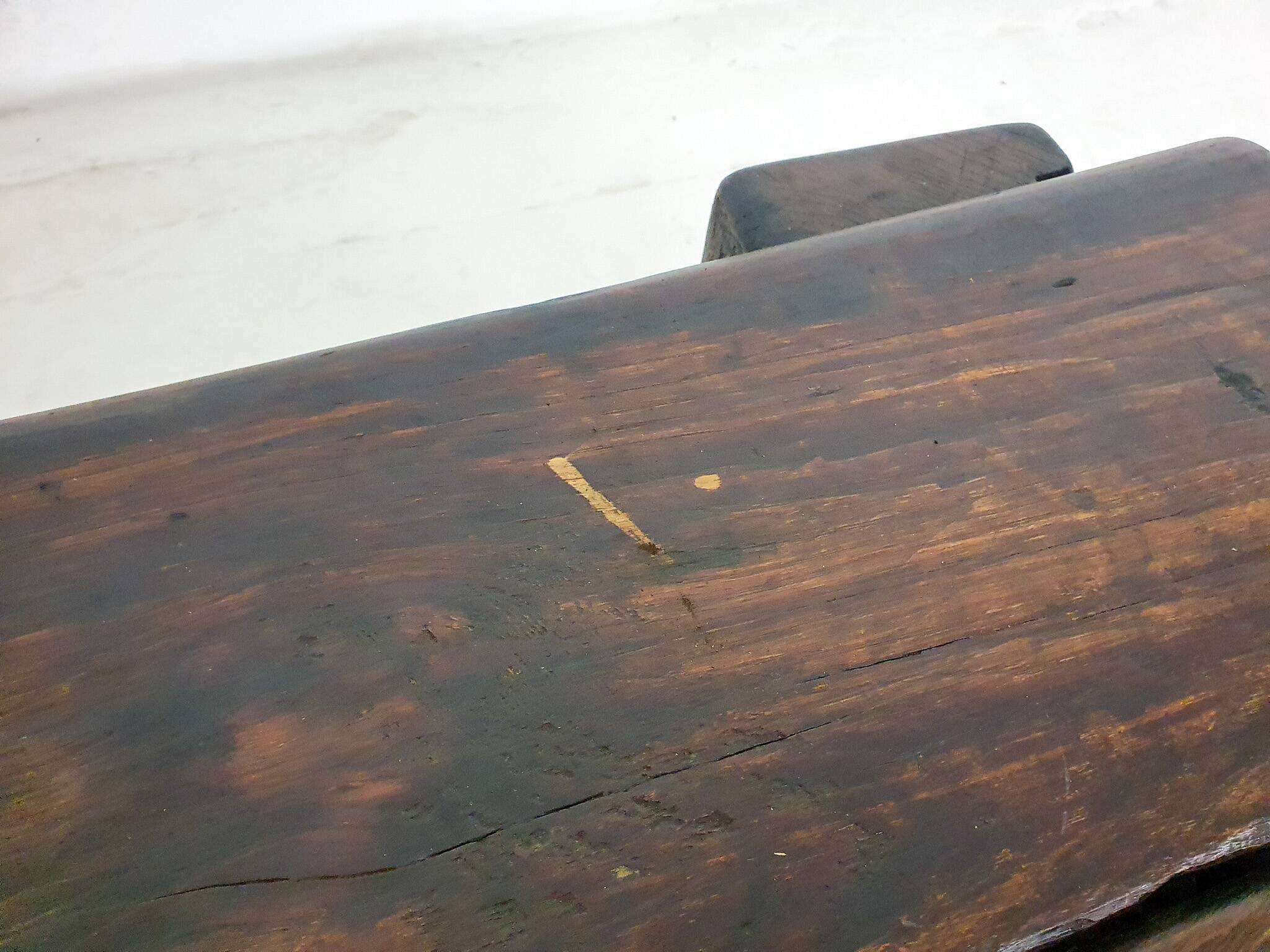 Mid-century brutalist solid wooden coffee table, The Netherlands 1970's