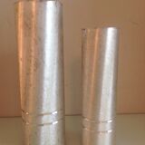 Pair of vases metal rolls brushed silver / vintage year old 70
