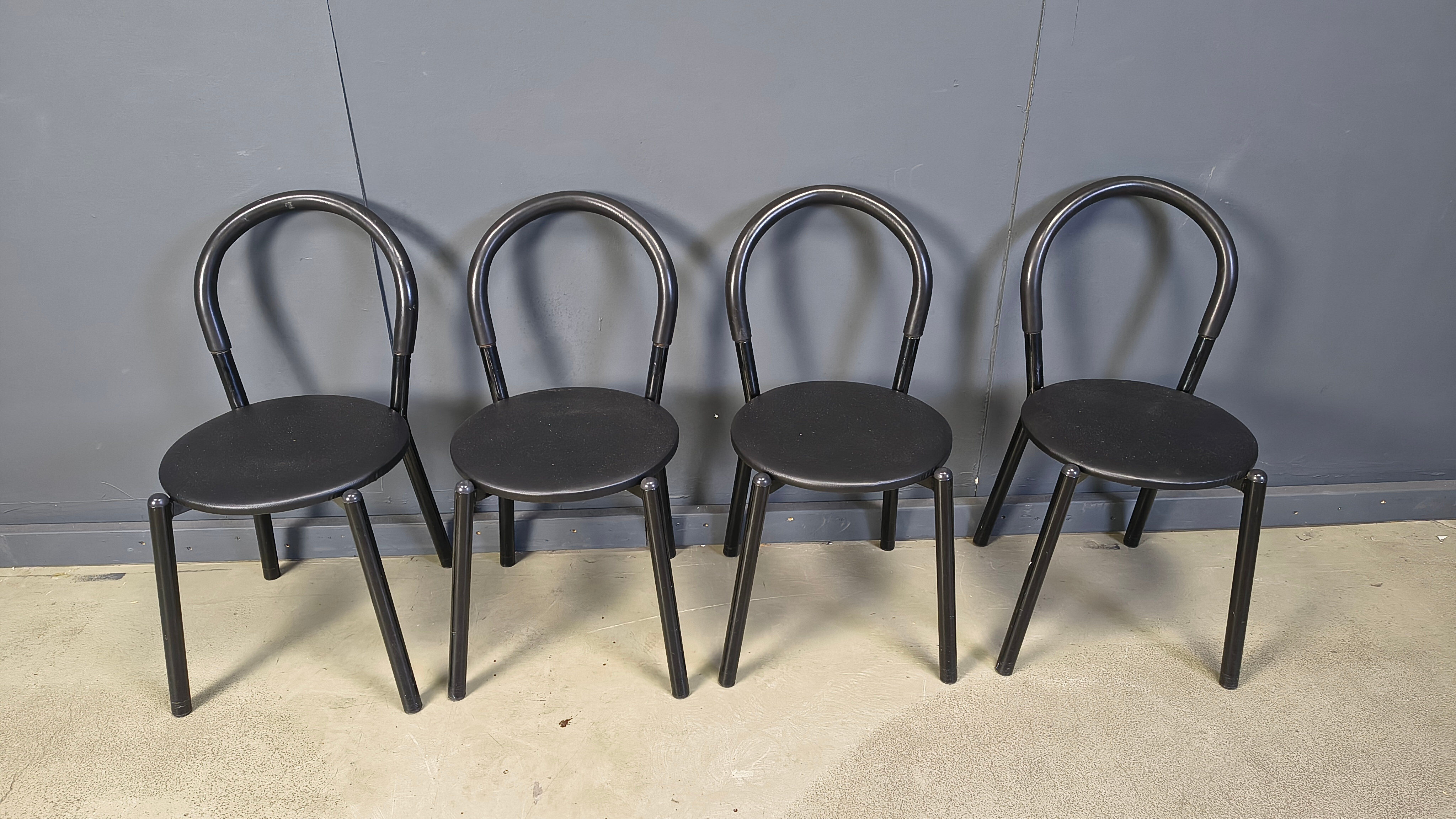 Postmodern Italian dining chairs set of 4 - 1980s