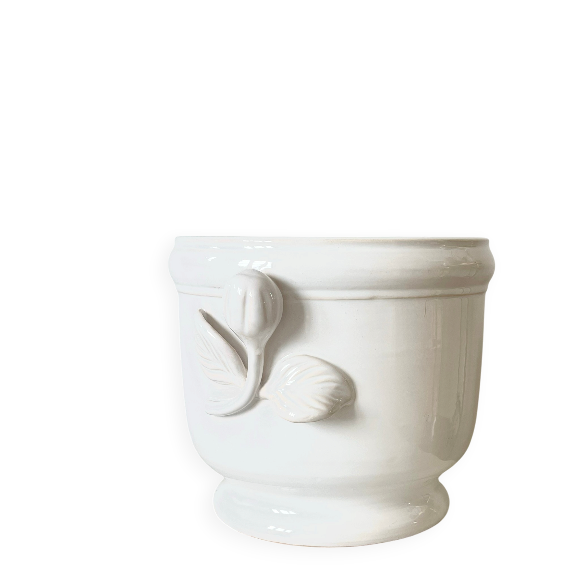 Cache pot en faïence blanche