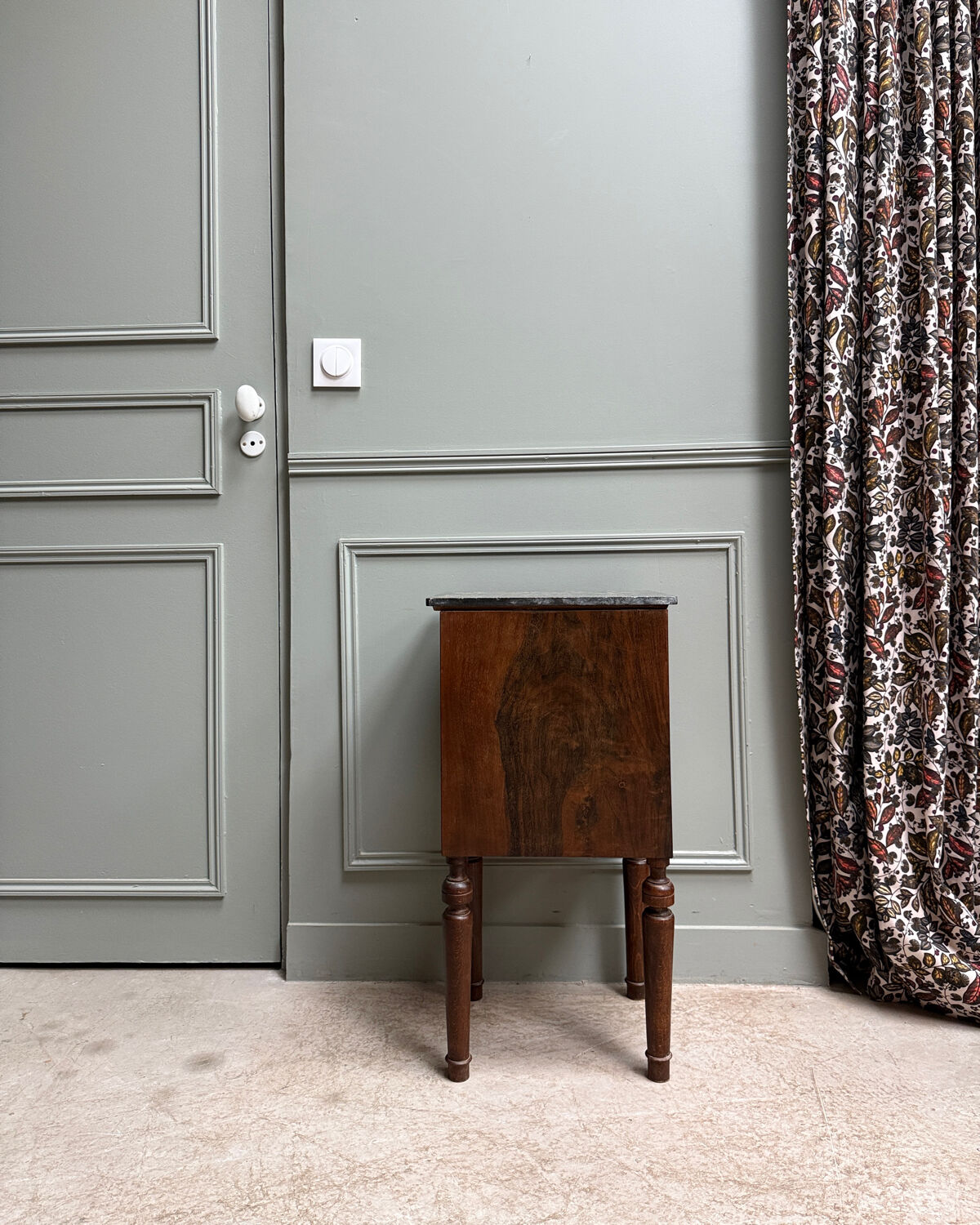 Nightstand in walnut, Napoleon III style.