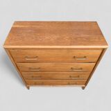 Vintage chest of drawers with compass feet, oak, original patina, 1950s