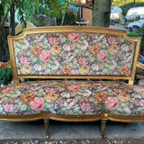 19th-century floral velvet bench