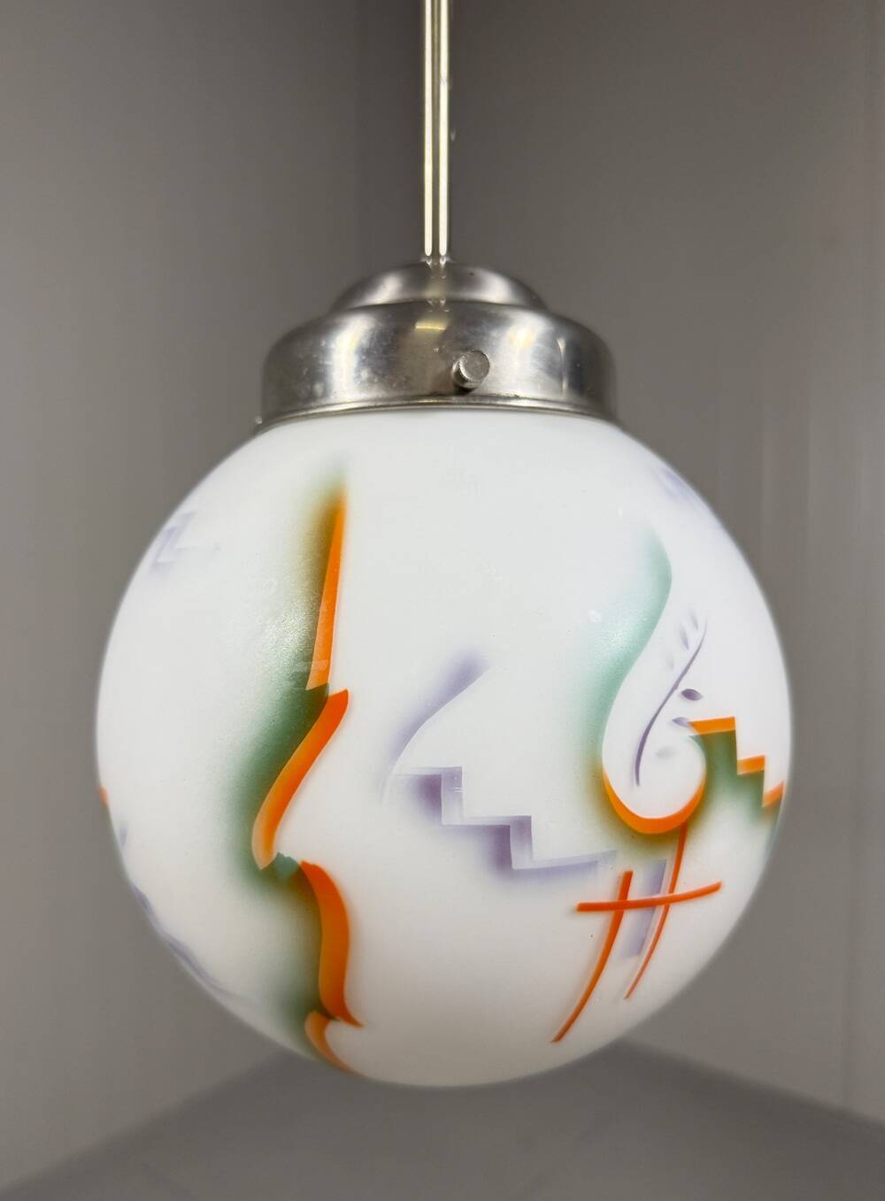 Suspension Art Déco en verre, années 1930