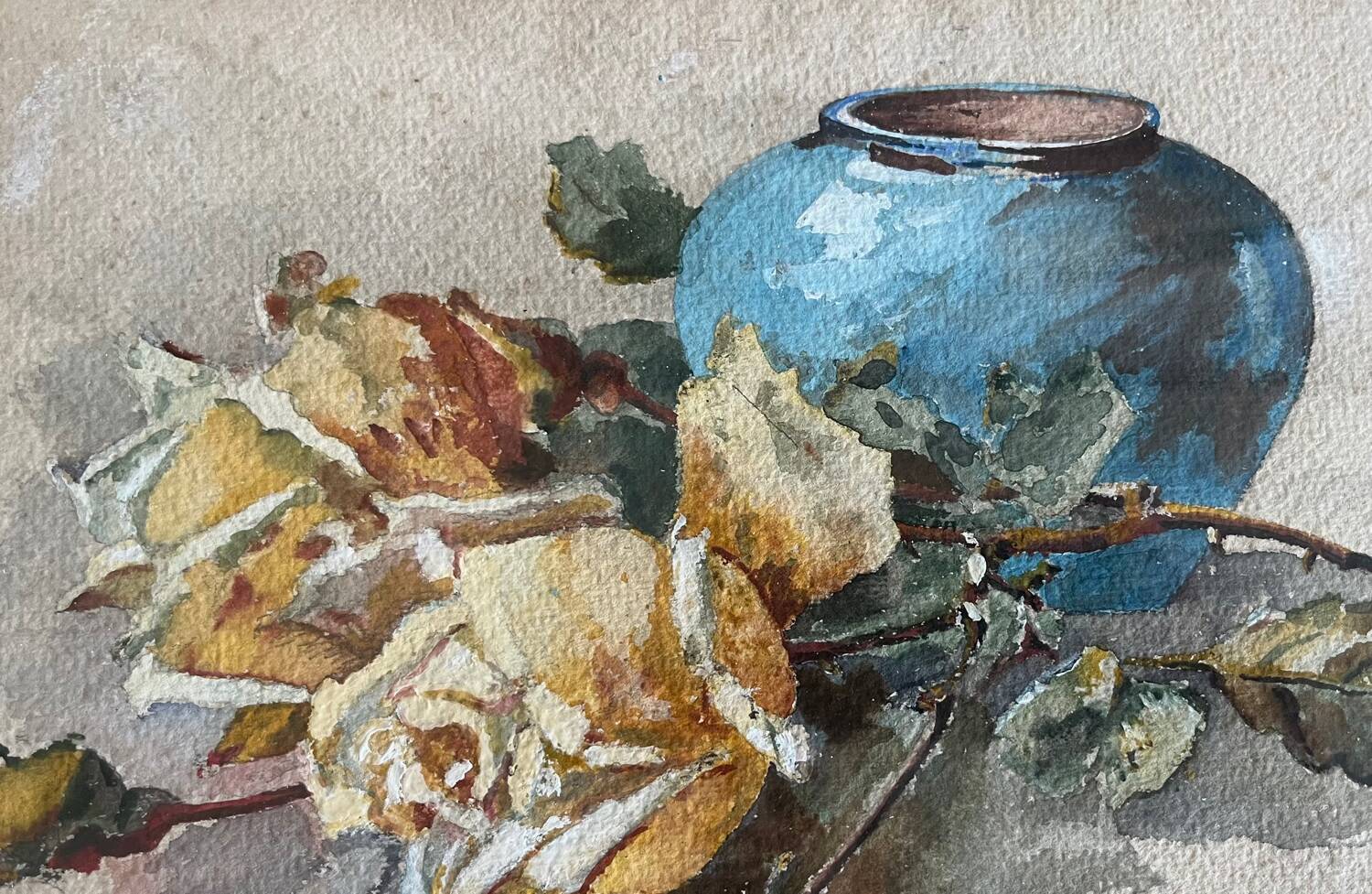 Watercolour Still Life with a Bouquet of Roses, 19th Century.