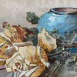 Watercolour Still Life with a Bouquet of Roses, 19th Century.