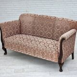 1960s, 3-seater Danish sofa, original salmon pink furniture velour.
