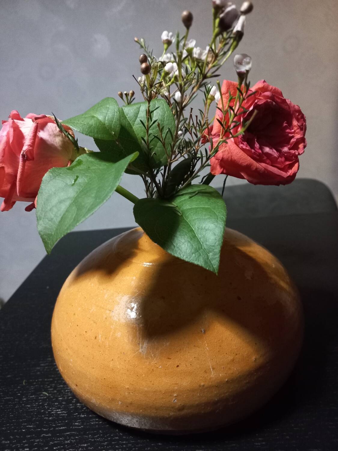 Old enameled terracotta hot water bottle