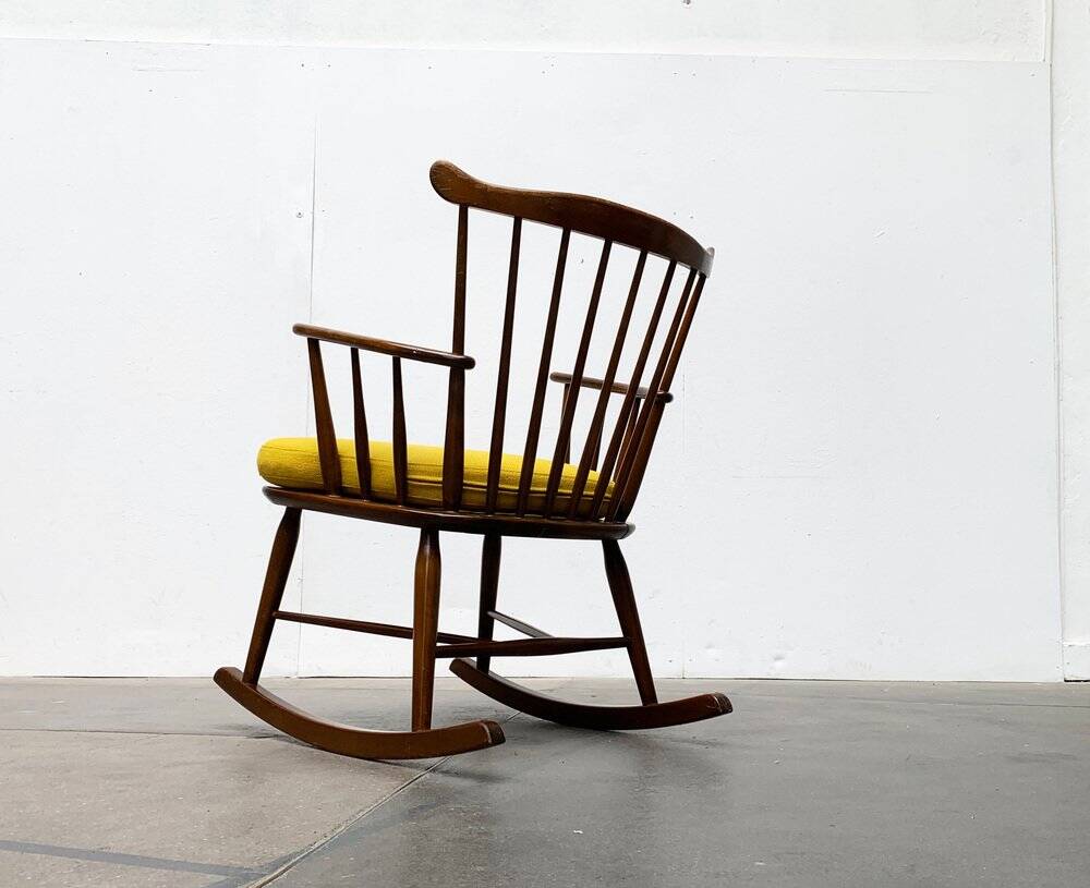 Mid-century rocking chair with new Kvadrat cushion by Børge Mogensen for FDB Møbler, 1960s.