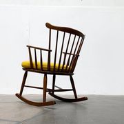 Mid-century rocking chair with new Kvadrat cushion by Børge Mogensen for FDB Møbler, 1960s.