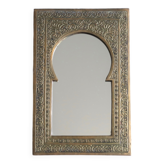 Rectangular Moroccan brass mirror reminiscent of a door, 1970s