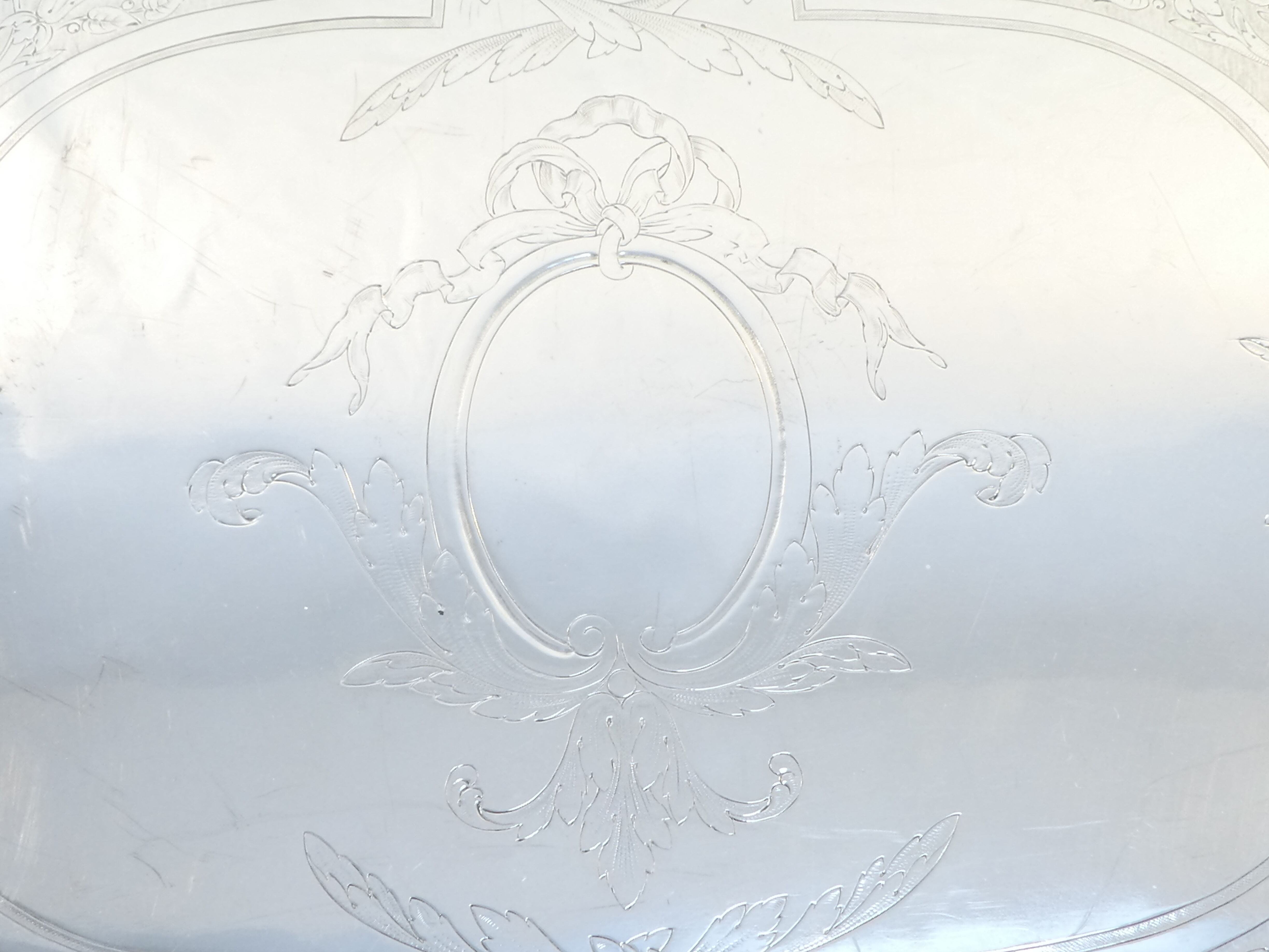 Service tray with silver metal belier 19th 77 X 52 cm
