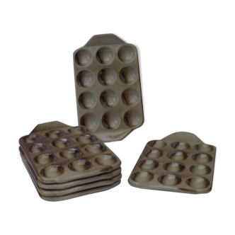 Set of 6 French stoneware snail dishes