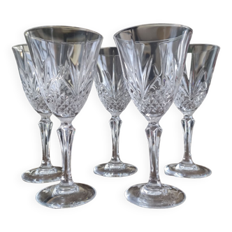 Set of 5 glasses of red wine or chiseled crystal water