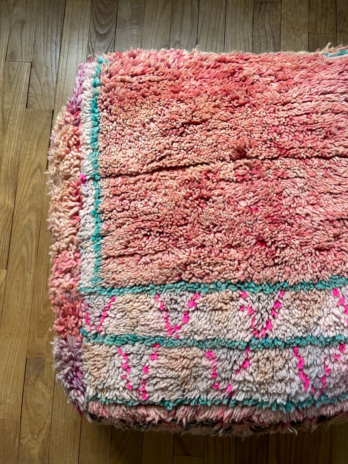 Moroccan bohemian pouf pale pink and green