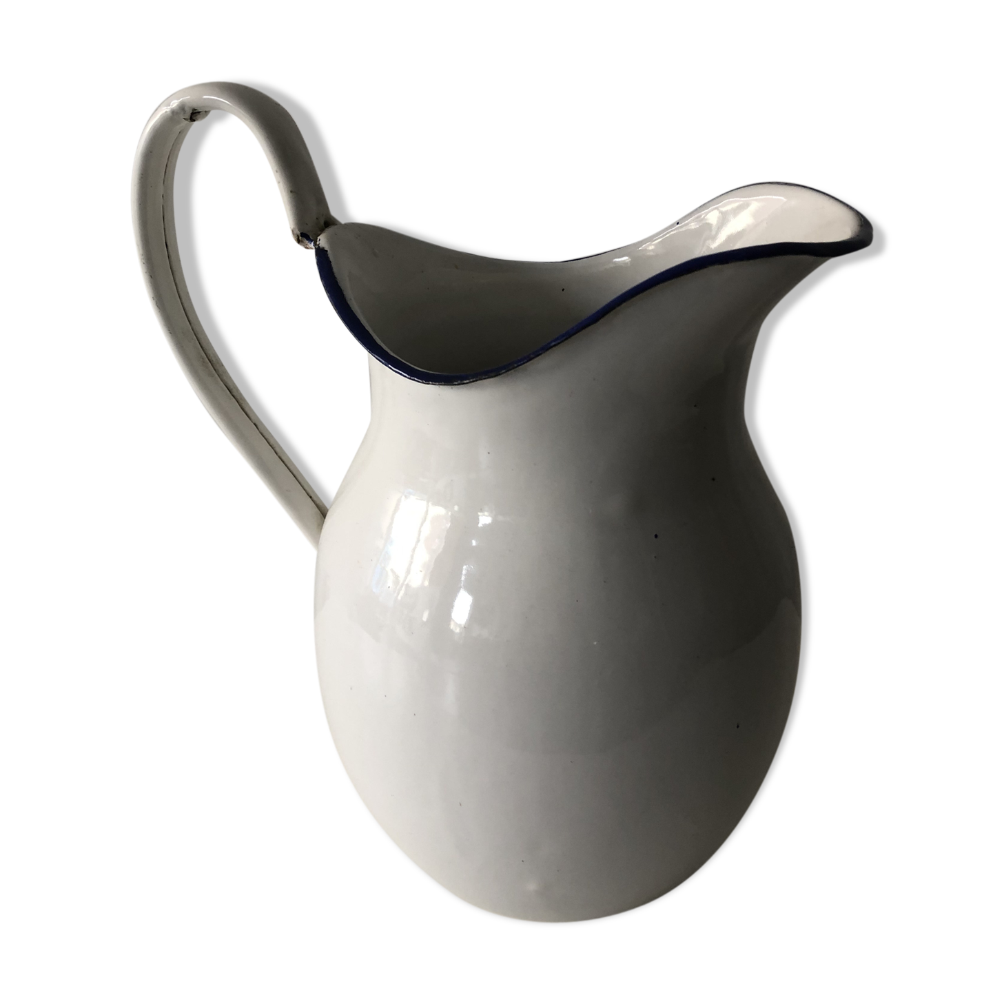 Enamelled plate pitcher