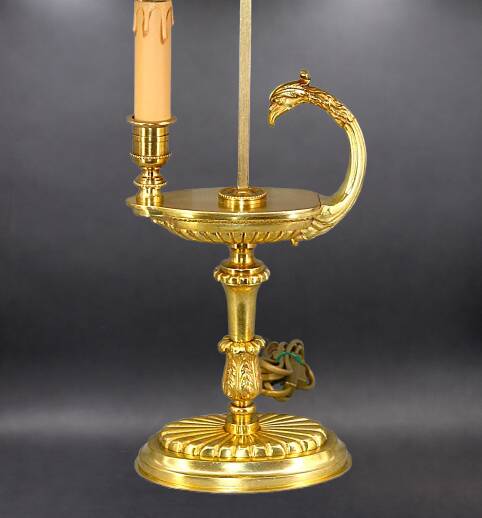 Bronze Gilt Bouillotte Lamp in Directoire Style "Lucien Gau"