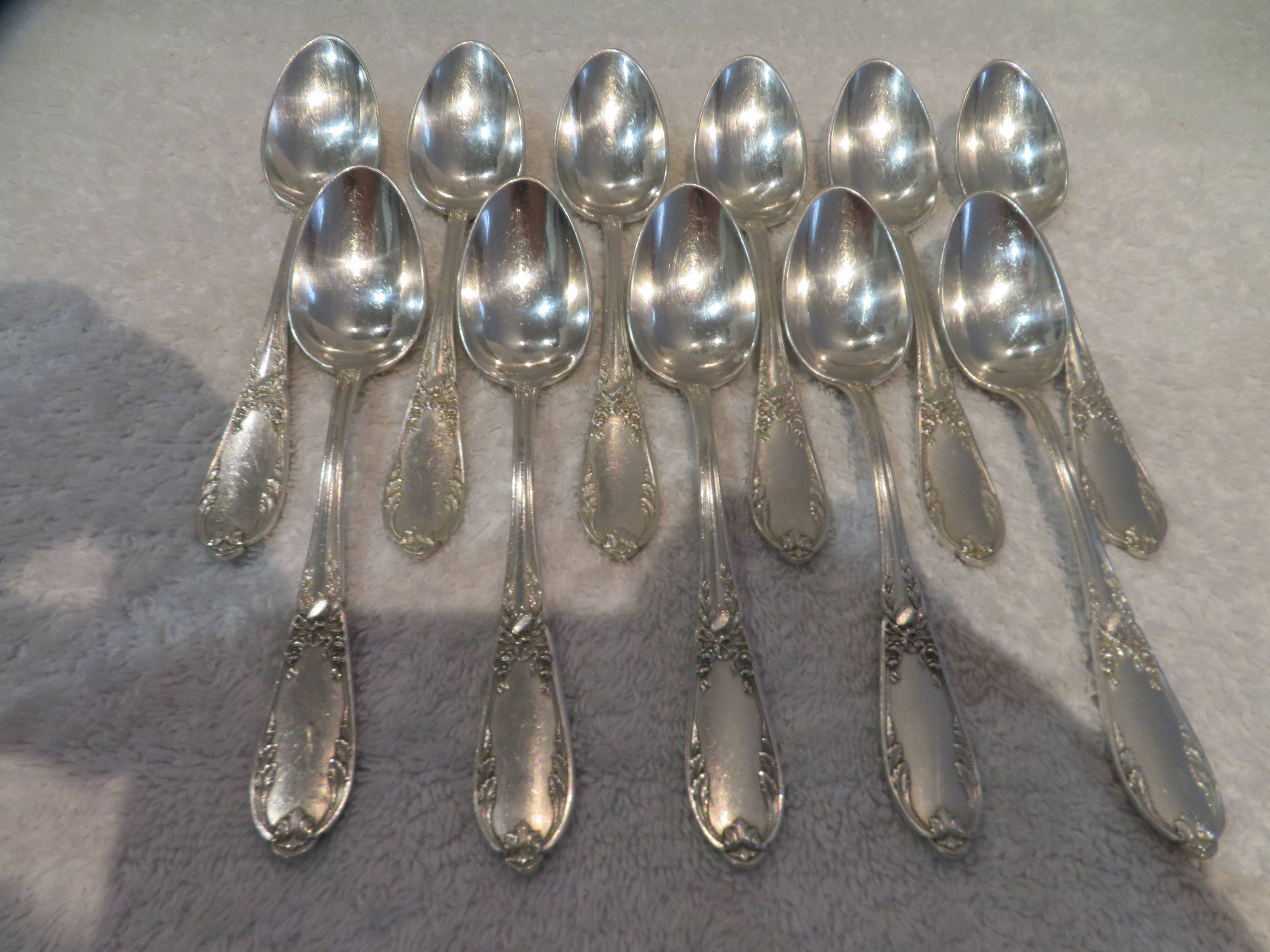 11 silver-plated coffee spoons SFAM Louis XVI musical attributes