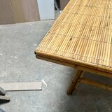 Vintage 50s rattan and bamboo dining table Audoux Minet La Roue Vallauris