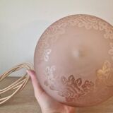 Pink Deveau glassware in touch lamp