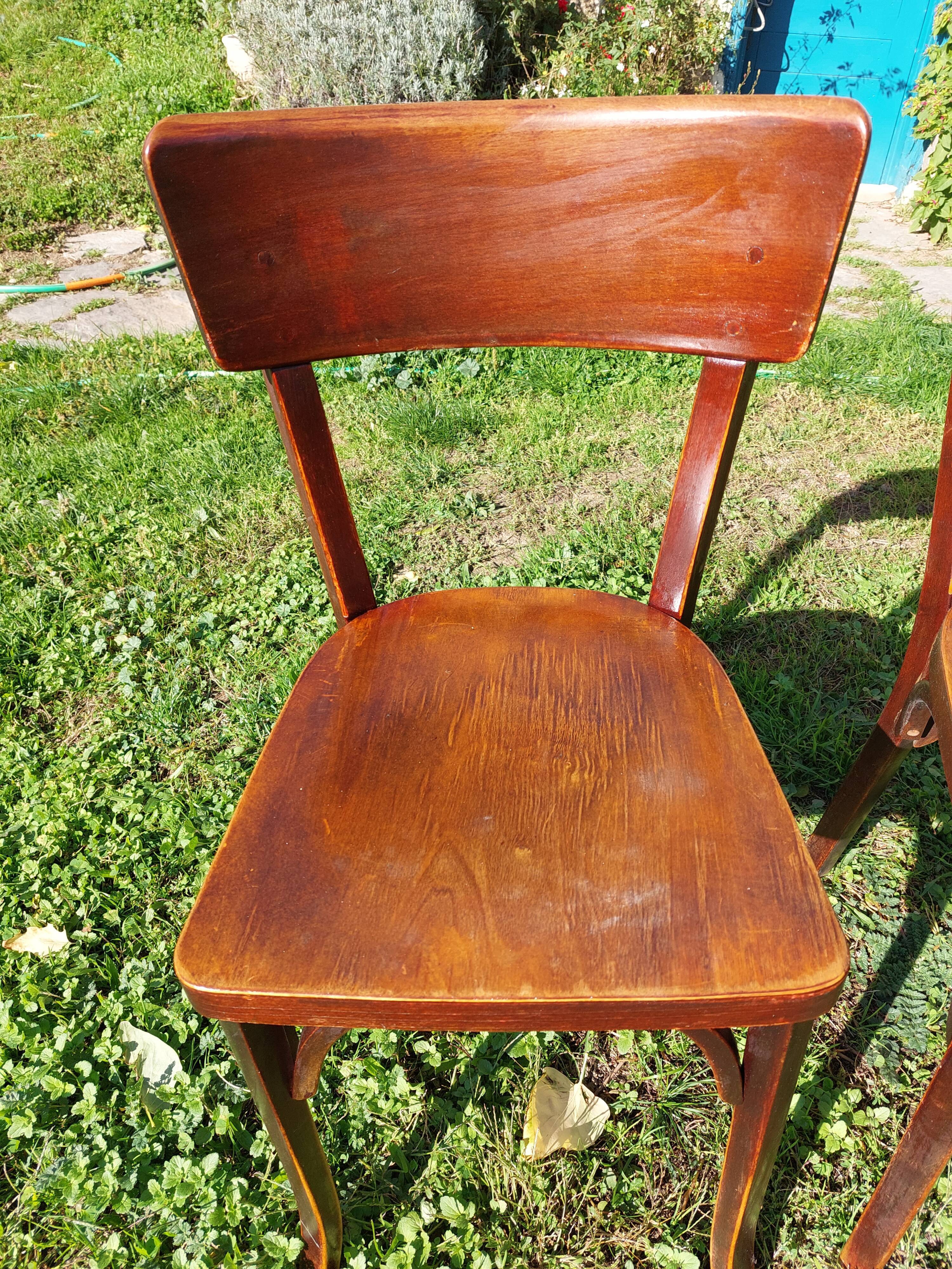 Pair of baumann bistro chairs, dark oak color