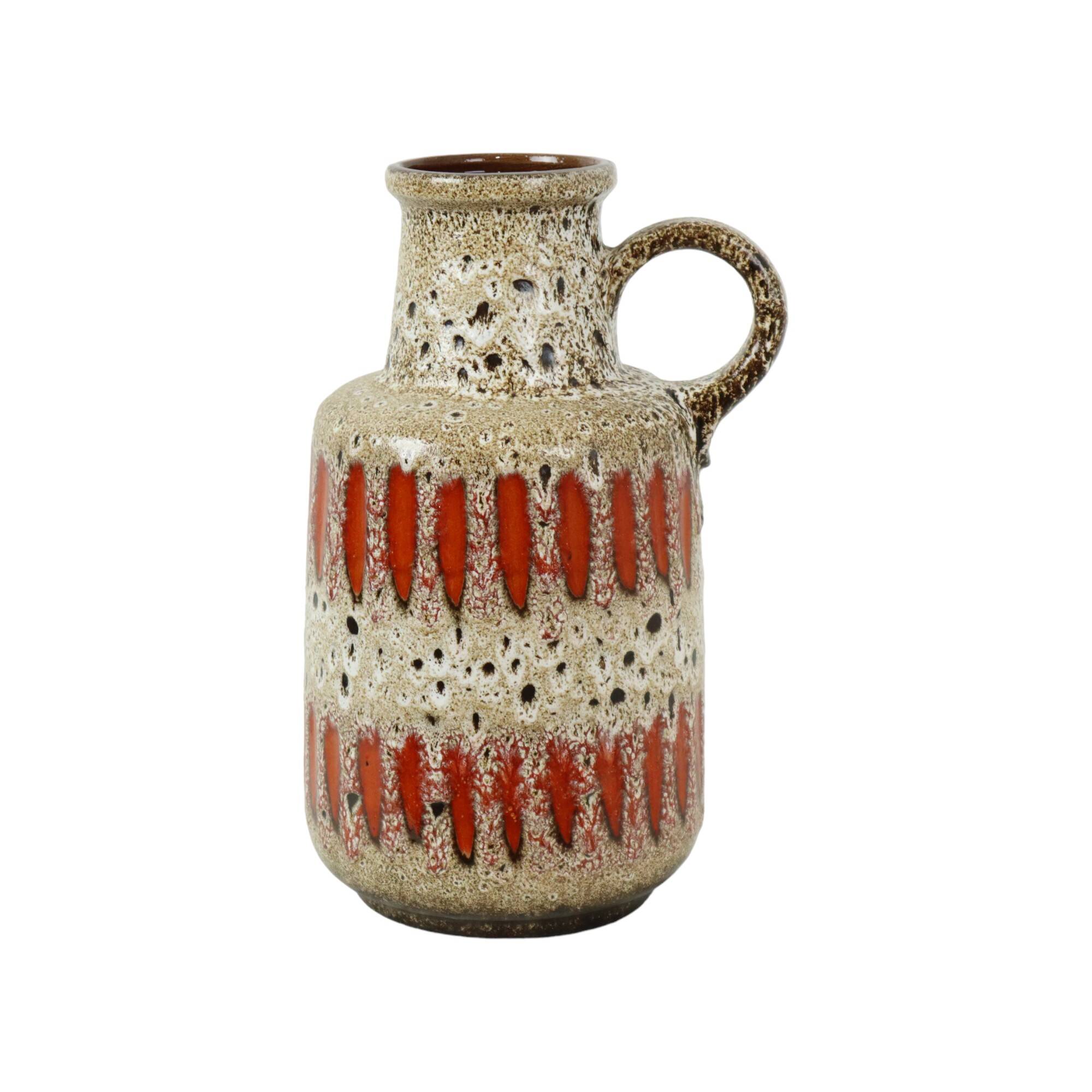 Fat Lava West Germany Earthenware Scheurich Lora Vase Orange 408-40