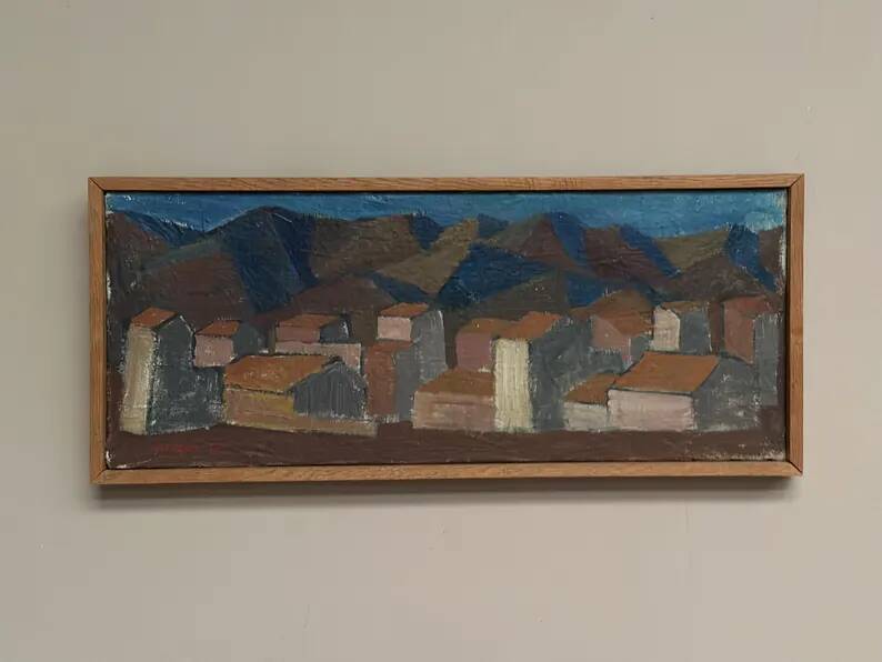 Swedish Oil on Canvas "Urban Landscape" by Johan Lundgren, Framed