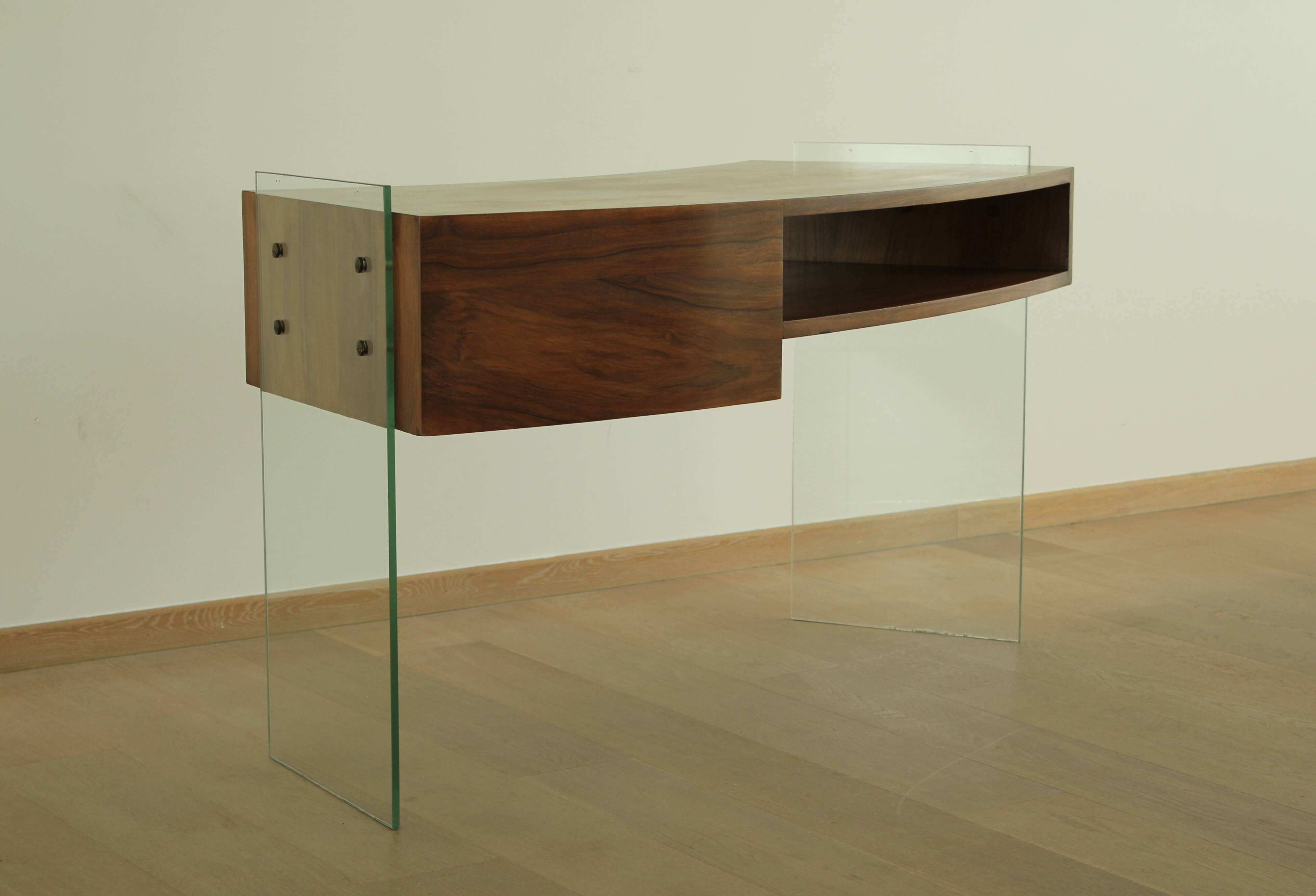 Bureau en verre français des années 1950