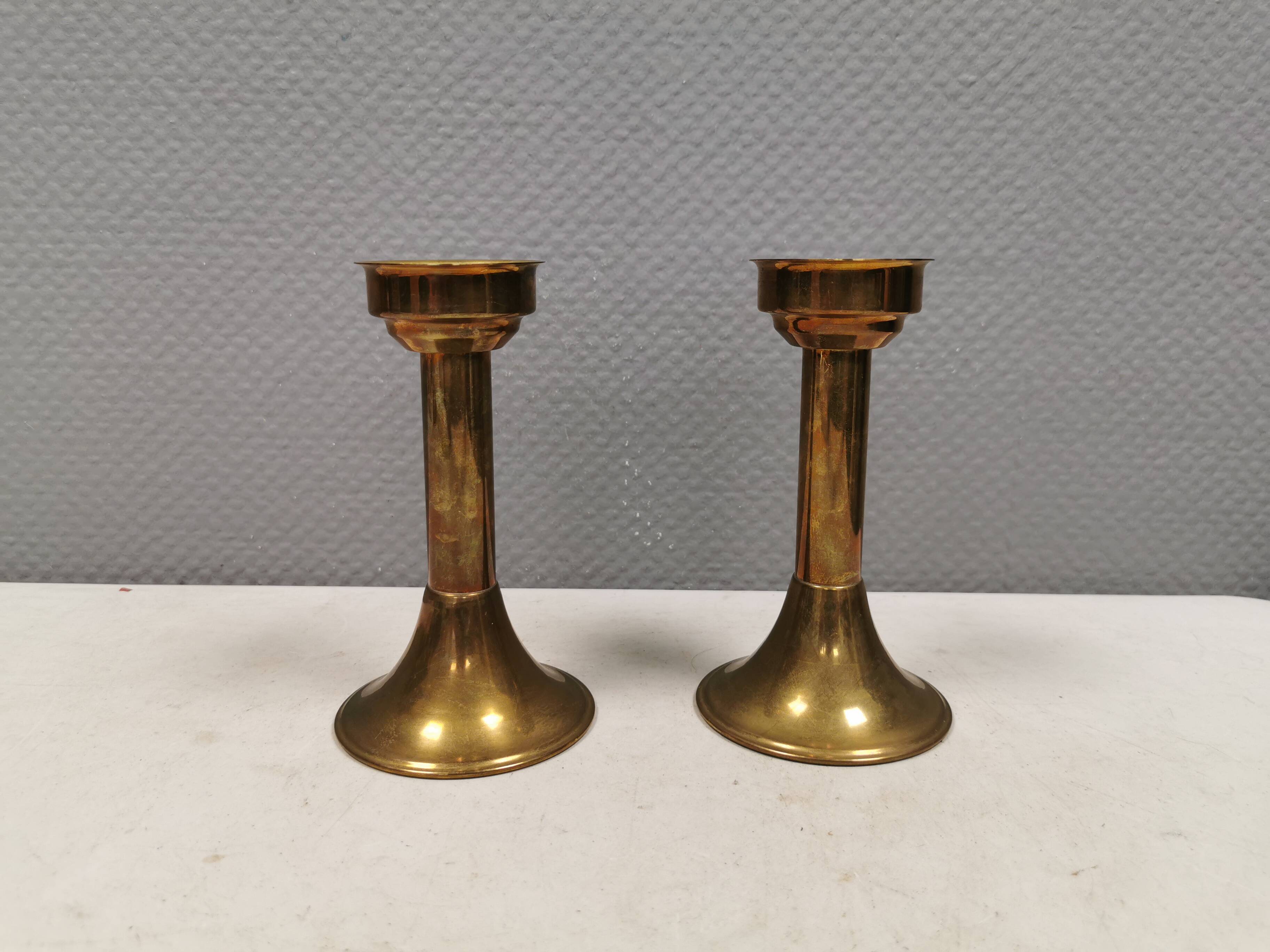 A set of brass candle holders from CAWA Denmark, 1960s.