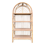 Vintage 60s bamboo rattan standing shelf