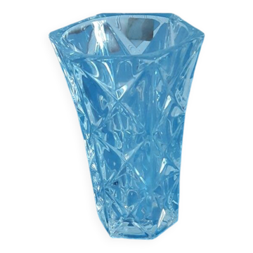 Vase vintage Luminarc en verre taillé – Motif géométrique- H13cm