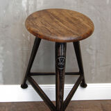Industrial german metal and wood stool by Robert Wagner for Rowac, 1930s