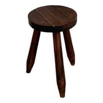 Vintage French brutalist oak stool,