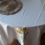 Nappe coton couleur ivoire motif tournesol