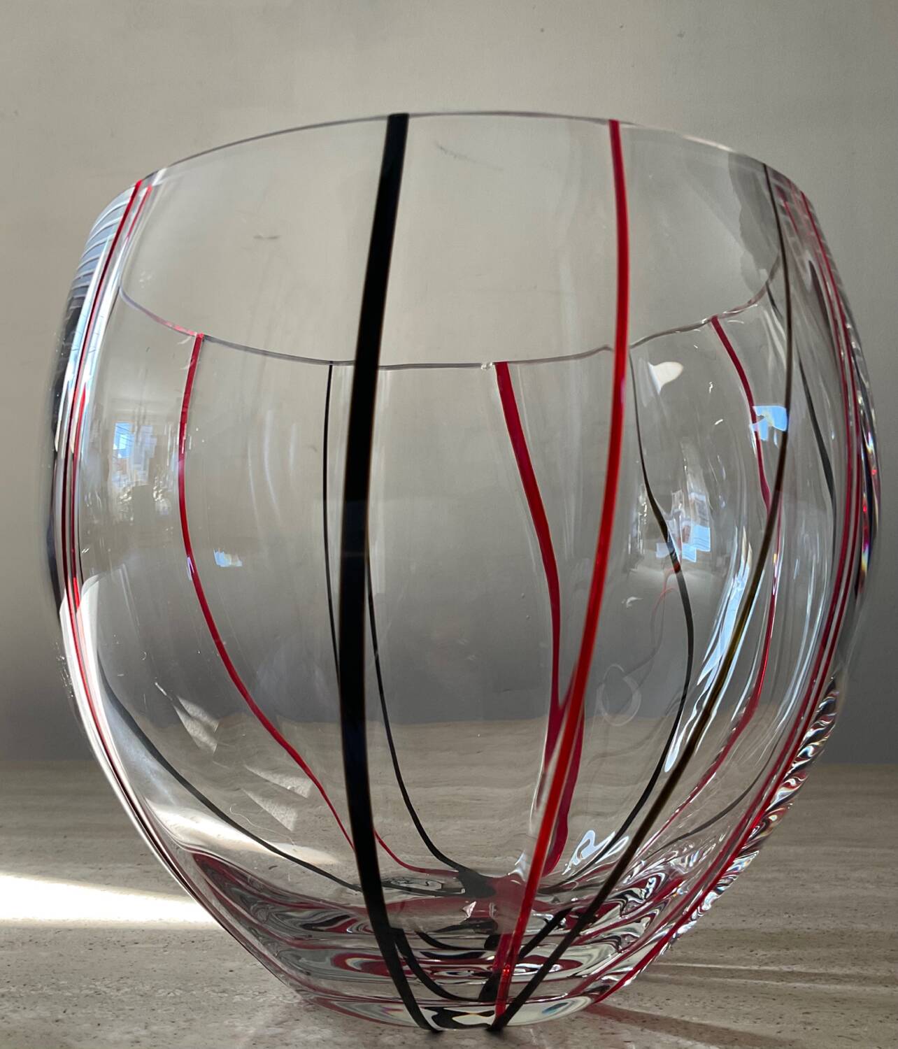 Vintage ball vase in blown glass and glass paste