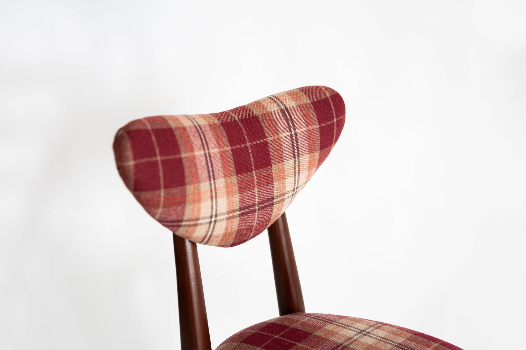 Classic Scottish chair in red burgundy tartan pattern, mid-century, Europe, 1960s.