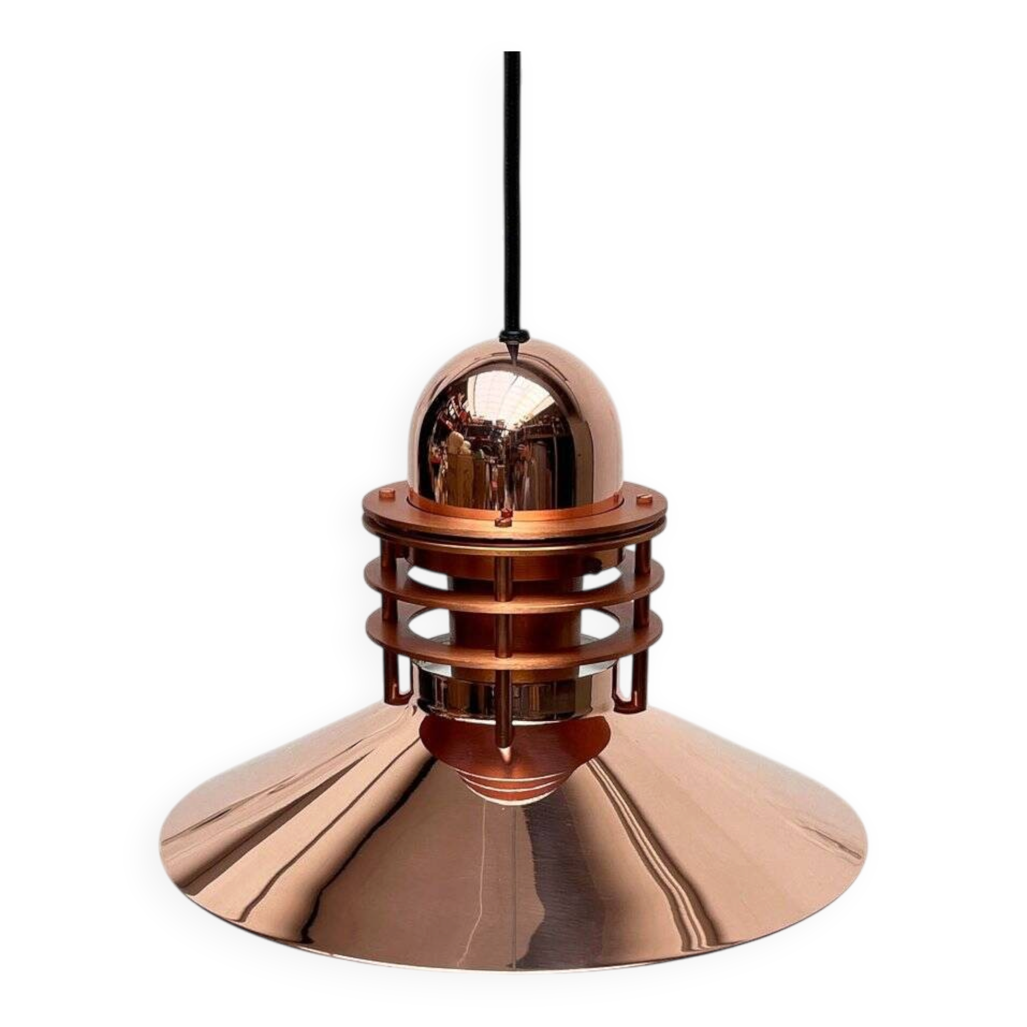 Vintage Copper Pendant Lamp Nyhavn by Alfred Homann and Ole V. Kjær for Louis Poulsen, 1980s