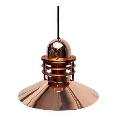 Suspension danoise Nyhavn en cuivre par Alfred Homann et Ole V. Kjær pour Louis Poulsen, années 1980