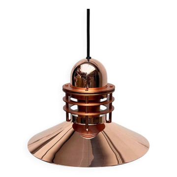 Suspension danoise Nyhavn en cuivre par Alfred Homann et Ole V. Kjær pour Louis Poulsen, années 1980