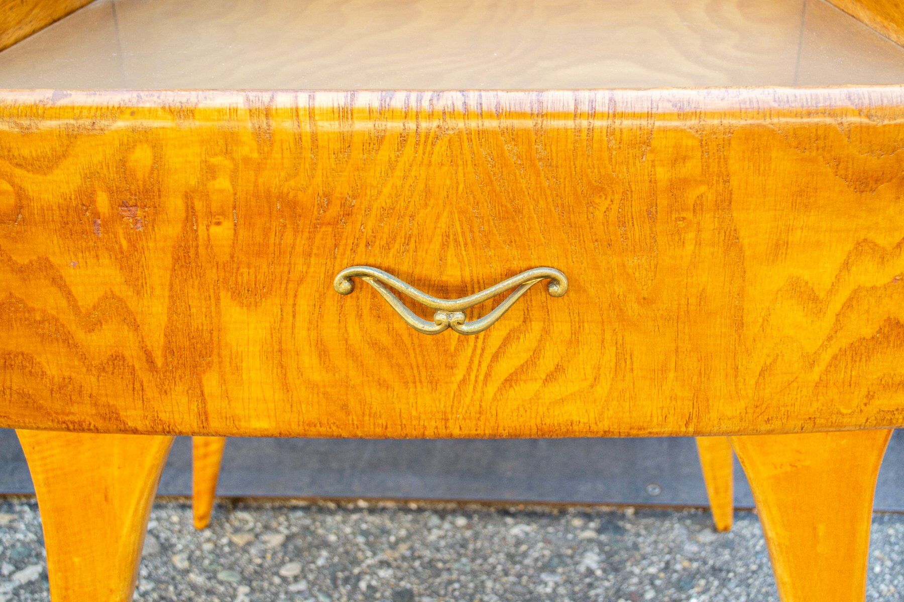 2 tables de chevet en bois et verre, Italie, années 1950