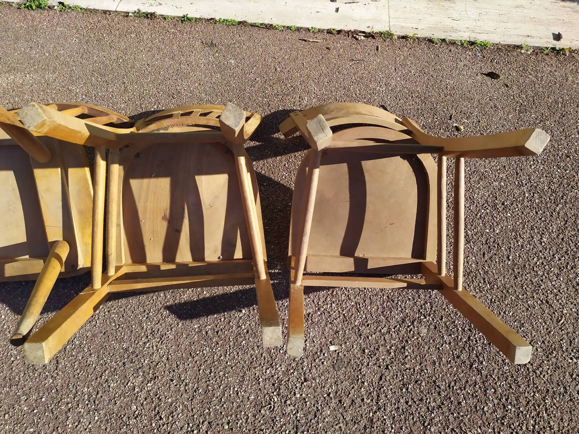 Lot of 4 luterma wood bistrot chairs years 50/60