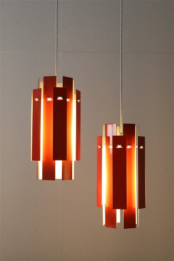 Set of 2 Fog & Mørup / Henning Rehhoff 'Cocktail' pendant lamps / Mid-century Danish modern design / 1970s