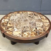 Round Vallauris ceramic coffee table by Barrois, 1960s