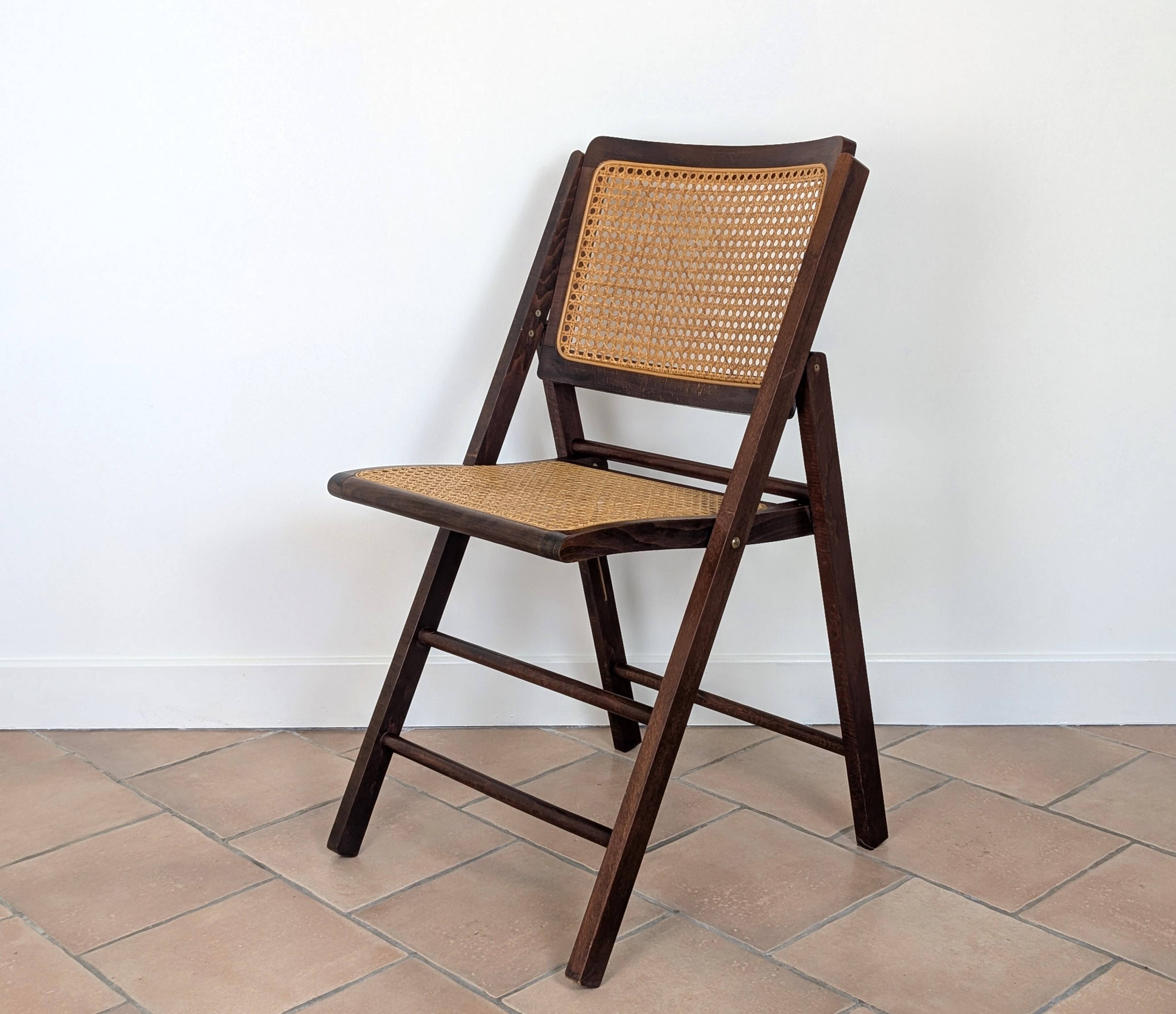 Vintage caned folding chair